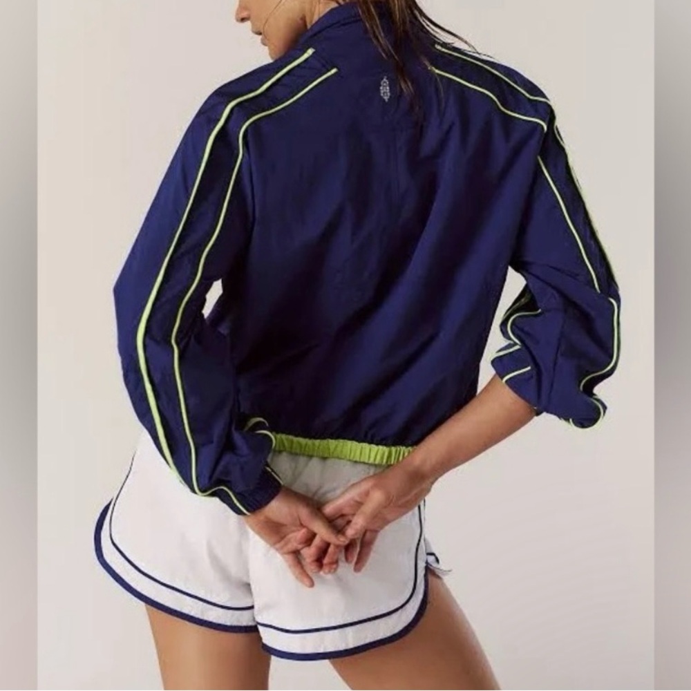 Free people varsity jacket NWT Navy and Lime Women's Jacket